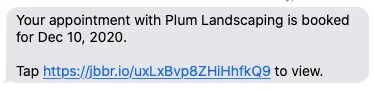 text message that you have been booked in with a service provider