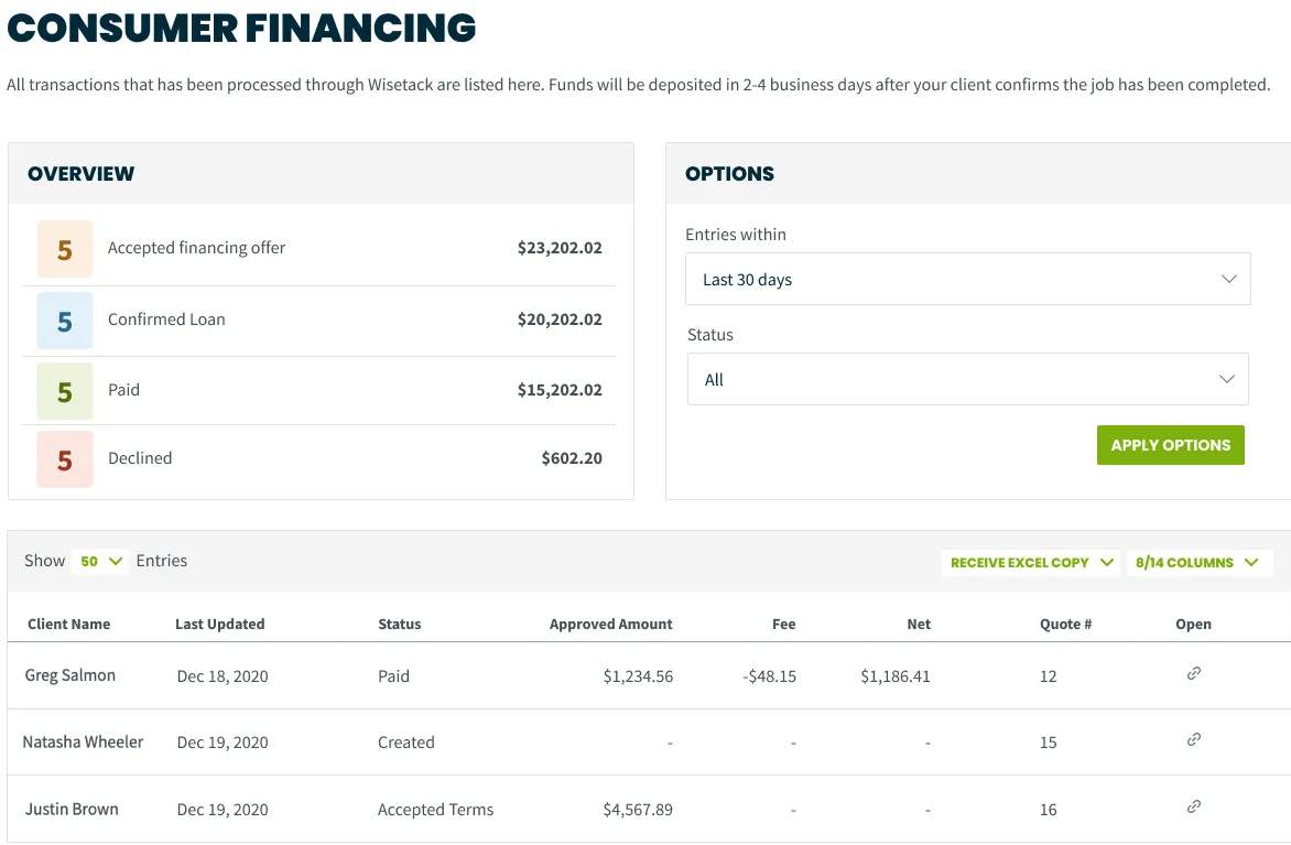 consumer financing report