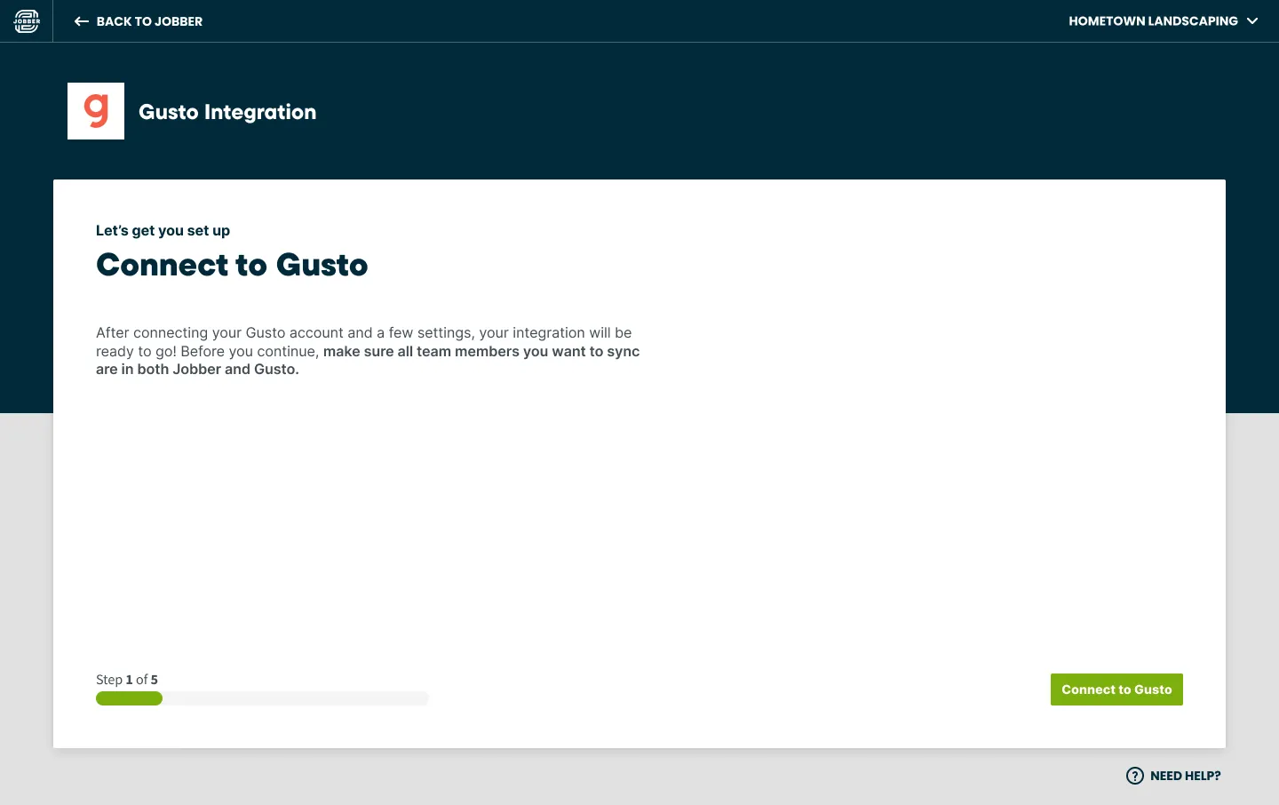 Step 1 - Connect To Gusto