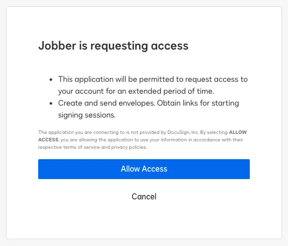docusign permission prompt