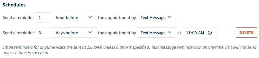 schedule settings