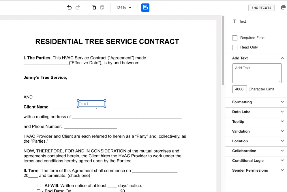 docusign editing custom fields screen