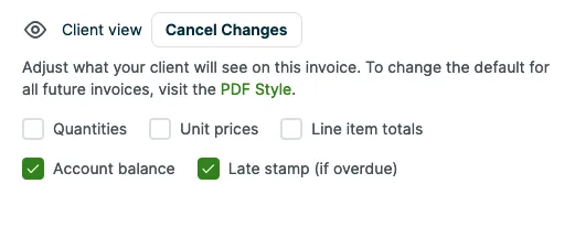 client view expanded options