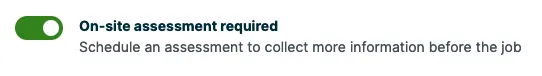 on-site assessment toggle