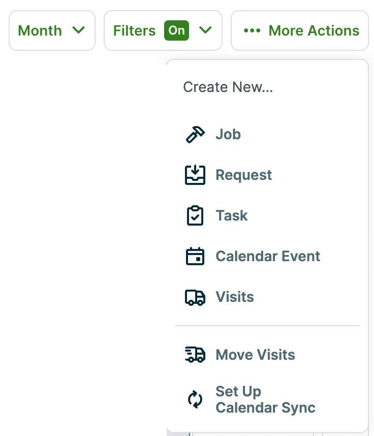 More actions dropdown menu