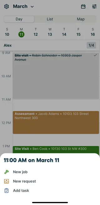 Quick create schedule item