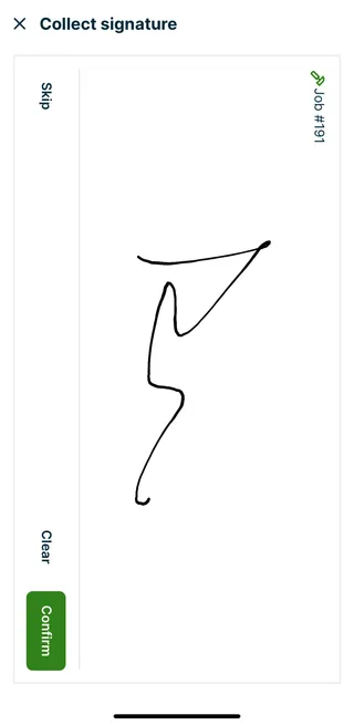 A screenshot showing the signature pad in the Jobber app.