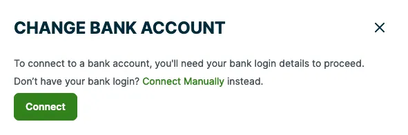 button to connect your bank account