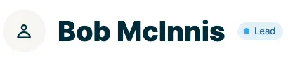 Client name with a label that says lead beside it