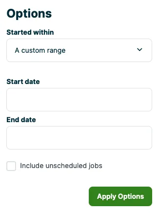 Custom date range where you can pick a start and end date