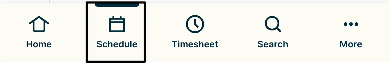 A screenshot highlighting the Schedule tab in the Jobber app menu.