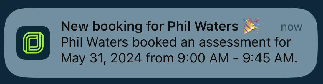 New booking push notification in iOS