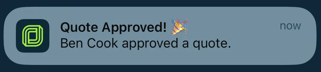 Client approved quote push notification in iOS