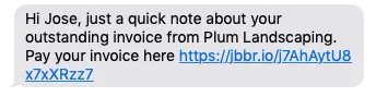 text message reminding the client they have an overdue invoice