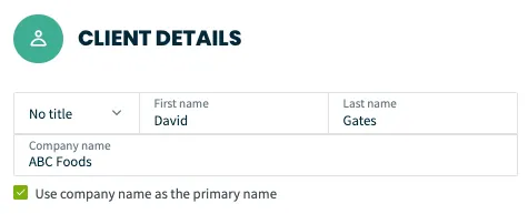 check the company name checkbox to use the company name as the display name