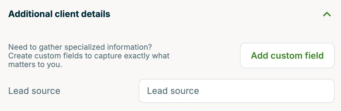 A screenshot showing the Additional client details section.