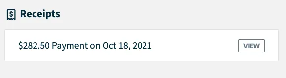 reciept section below invoice in client hub. There's a button in client hub to view a receipt